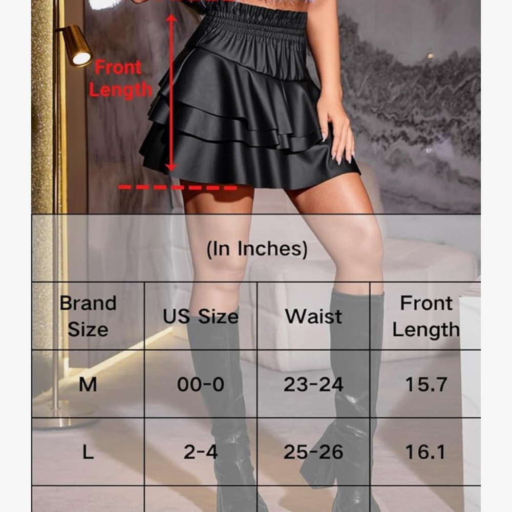 Black Ruffled Mini Skirt XL - Picture 5 of 5